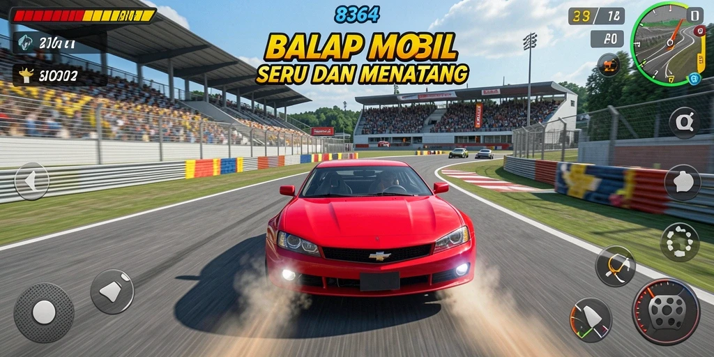 Screenshot utama menampilkan aksi balap mendebarkan di 8364.