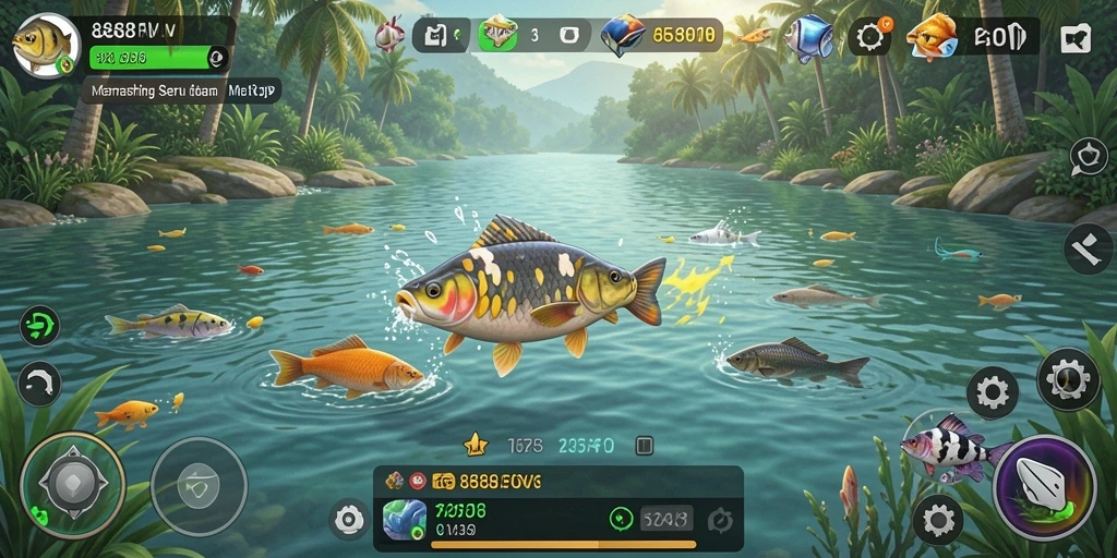 Screenshot gameplay 888FW menampilkan pengalaman memancing yang seru dan menyenangkan.