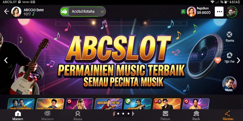 Tampilan gameplay <strong>ABCSLOT</strong> yang menarik dengan berbagai lagu.