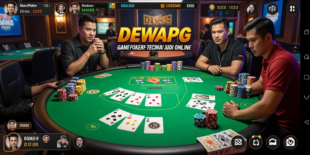 Gameplay seru dalam aplikasi DEWAPG yang menampilkan aksi Poker menarik.
