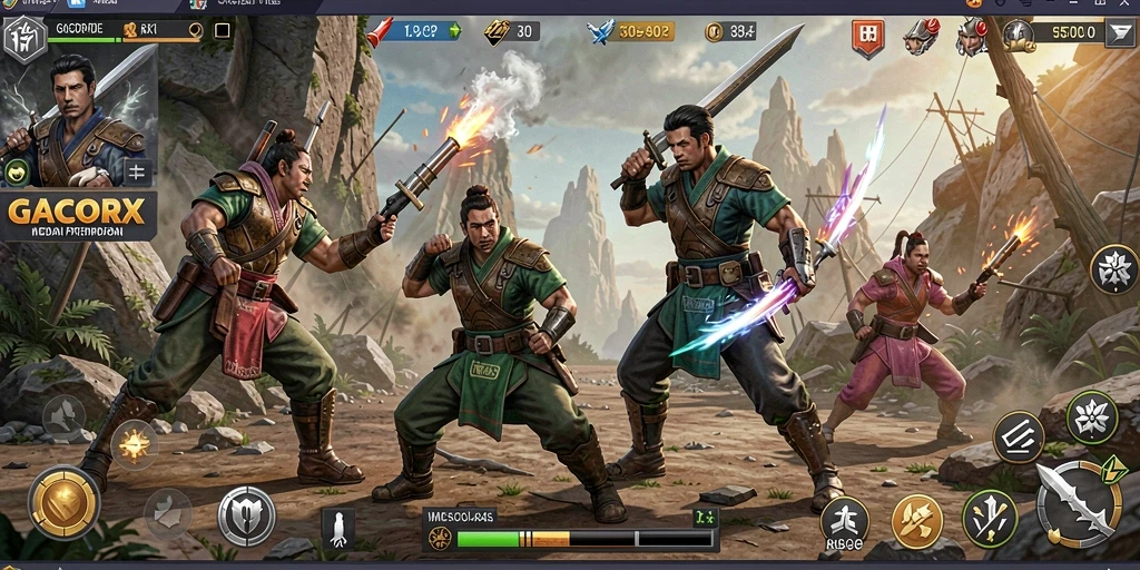 Screenshot gameplay GACORX menampilkan pertempuran strategis yang intens.