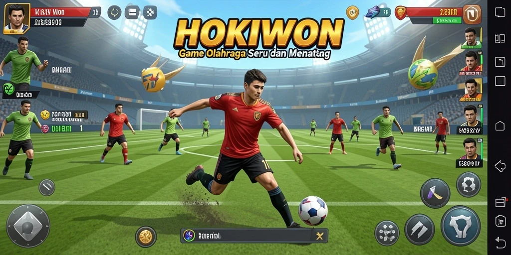 Gameplay HOKIWON menampilkan momen seru dalam pertandingan olahraga.