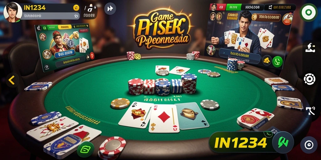 Tampilan gameplay seru di IN1234 dengan berbagai mode Poker.