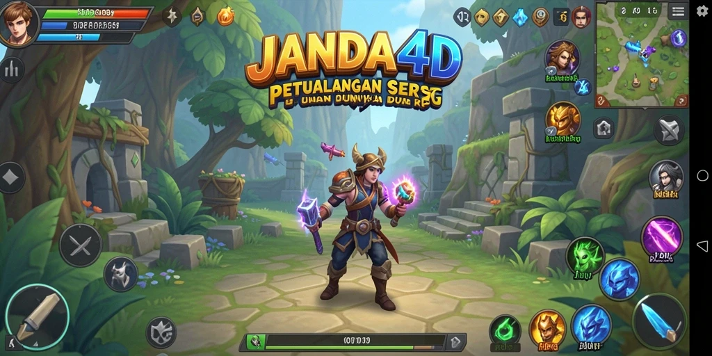 Tangkapan layar menampilkan aksi seru dalam <strong>JANDA4D</strong> dengan karakter dan musuh bermain.