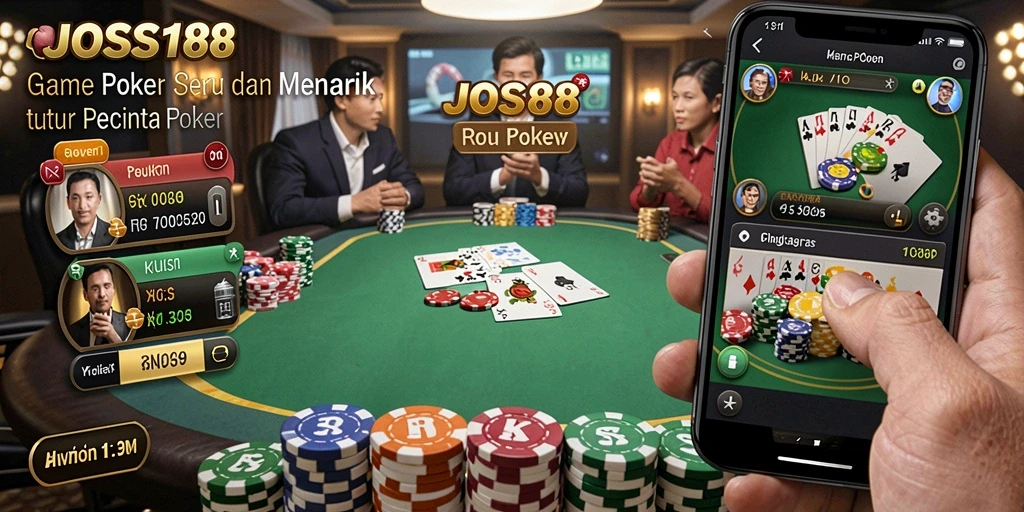 Gameplay Poker seru di aplikasi JOSS188 yang penuh tantangan.
