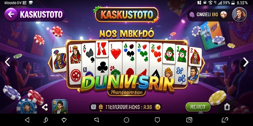 Screenshot gameplay KASKUSTOTO memperlihatkan suasana permainan domino yang mengasyikkan.