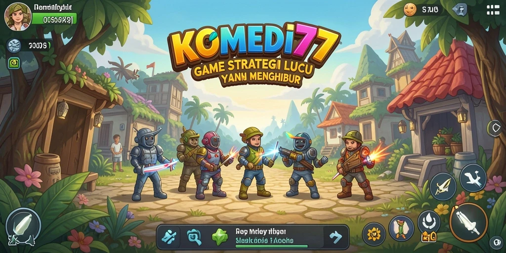 Tangkapan layar gameplay menampilkan karakter lucu dan aksi strategi.