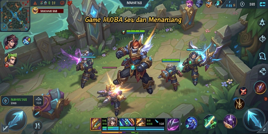 Tampilan gameplay MOBA yang seru dan kompetitif.