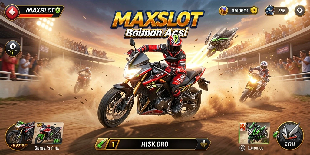 Gameplay menarik dan seru dari game balapan motor MAXSLOT.