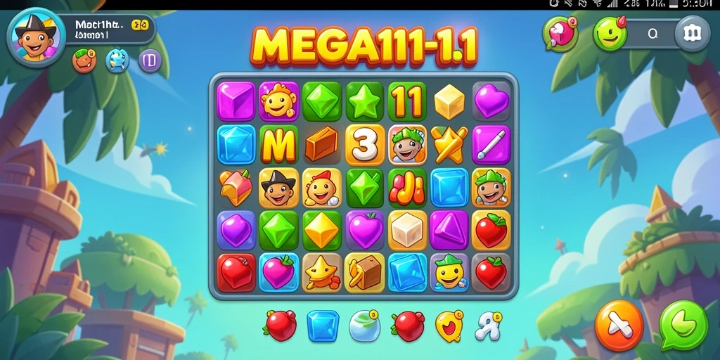Tampilan gameplay seru di MEGA111 dengan berbagai objek yang harus dicocokkan.