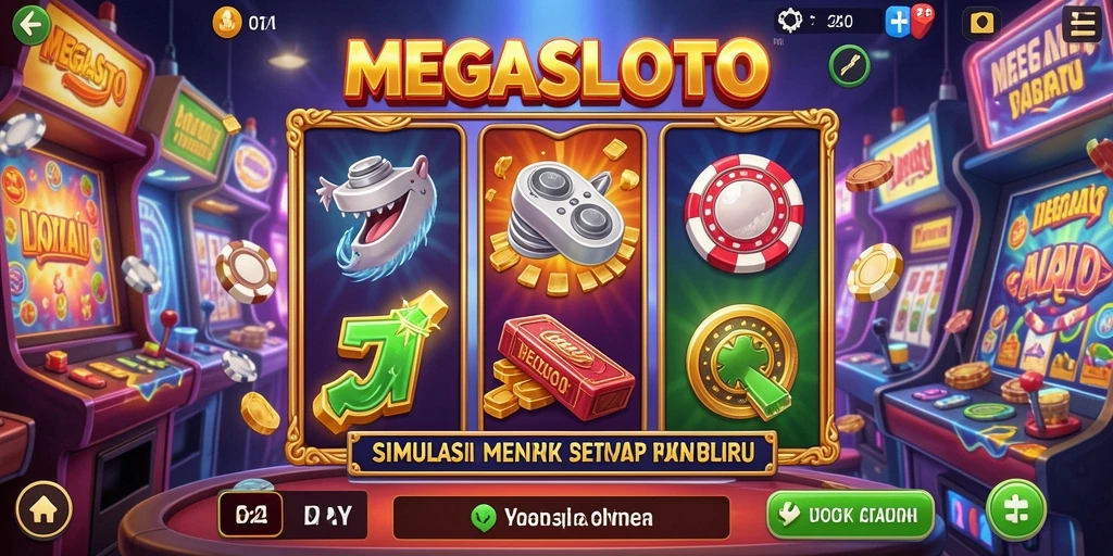 Tampilan gameplay <strong>MEGASLOTO</strong> yang seru dan interaktif.