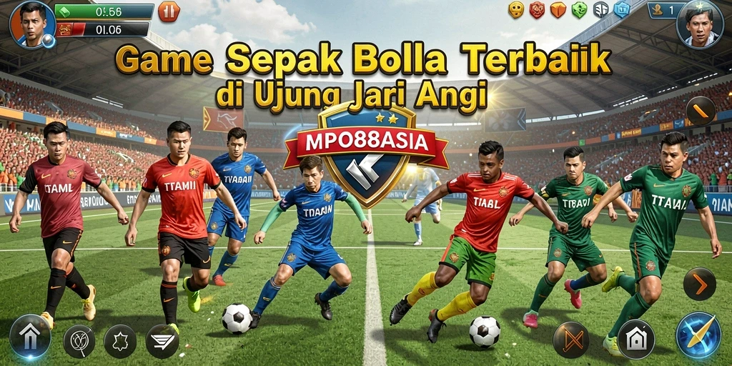 Tampilan gameplay MPO88ASIA dengan aksi di lapangan sepak bola.
