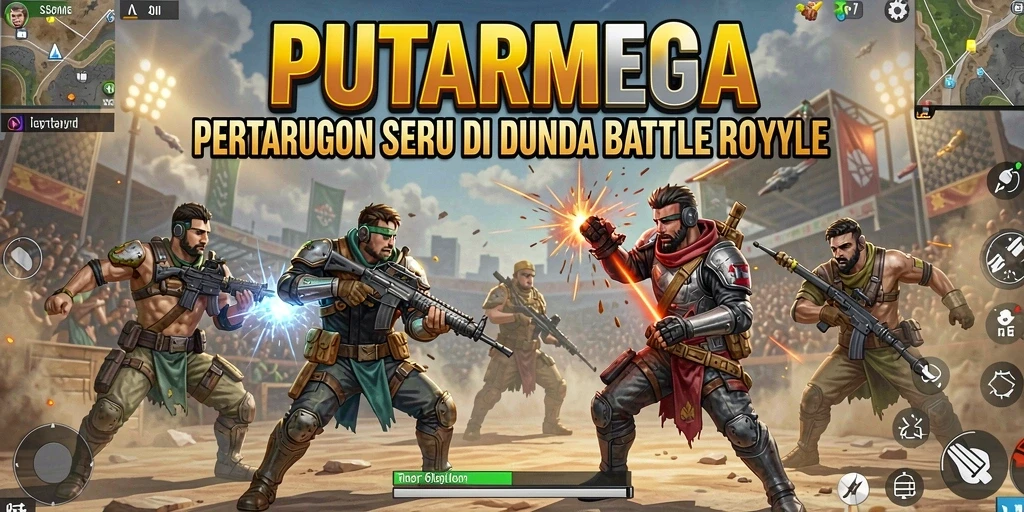 Tampilan gameplay PUTARMEGA yang menegangkan dalam pertempuran Battle Royale.