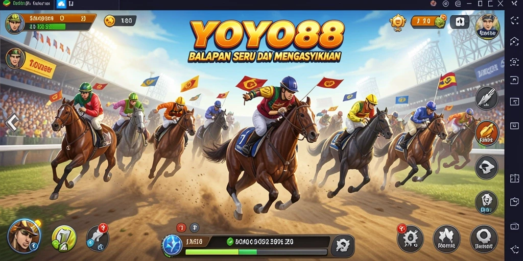 Tampilan gameplay seru dengan mobil balap di lintasan.