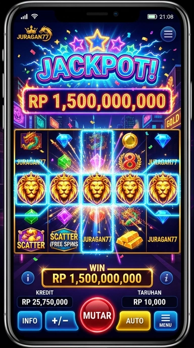 Screenshot aplikasi juragan77 yang menunjukkan beragam kategori aplikasi tersedia.